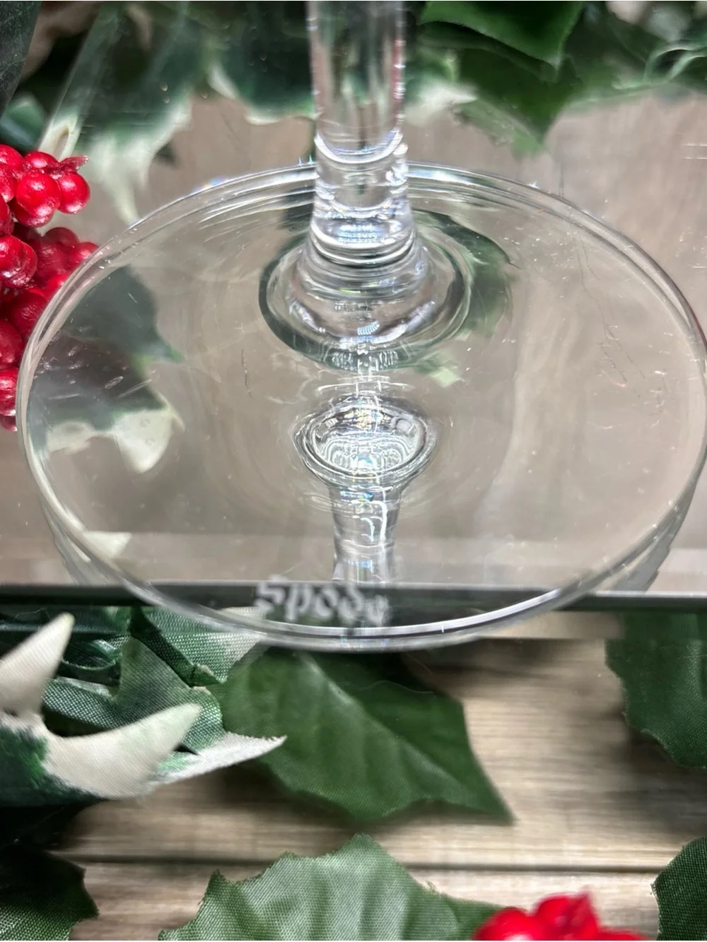 Spode Christmas Tree Martini Glass Gold Rim Single Stem Set Of 2Holidaycheer